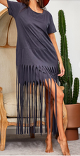 Load image into Gallery viewer, Shirt Knit Dress with Fringes
