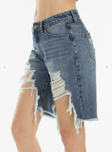 Load image into Gallery viewer, Blue Denim Distressed Shorts
