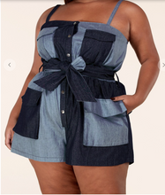 Load image into Gallery viewer, Denim Patchwork Romper
